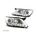 FAROIS FRONTAIS PARA VOLKSWAGEN VW TIGUAN 07-11 LUZ DIURNA LED FUNDO CROMADO - 1