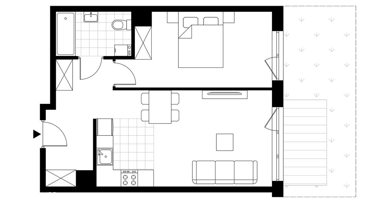 2-pokojowe mieszkanie 48m2 + ogródek Bezpośrednio - Pełny obrazek: 3/8