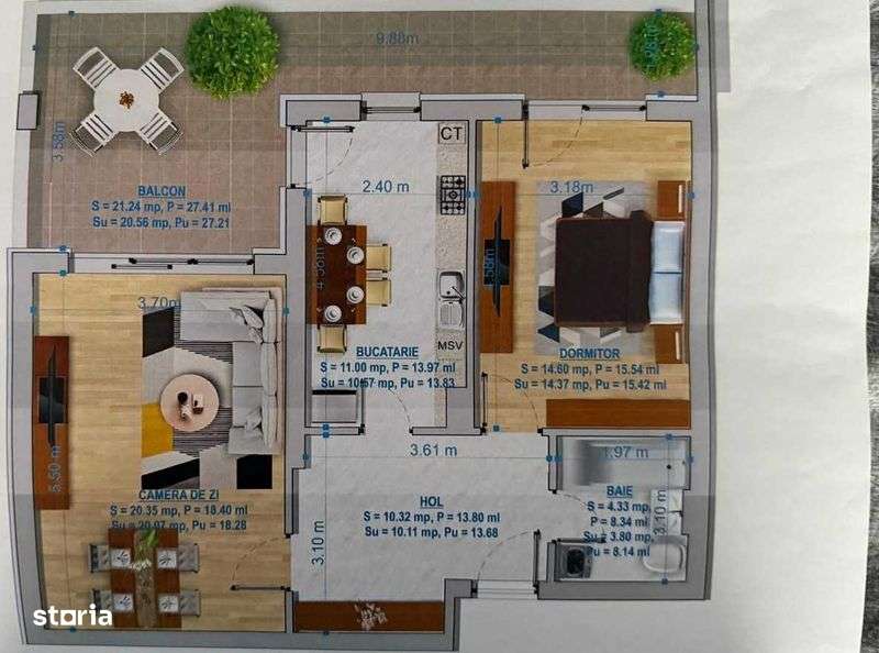 Apartament 2 camere mobilat, 80mp, Pallady + Loc de parcare subteran
