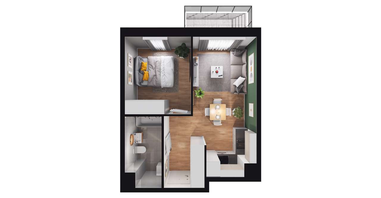 2-pokojowe mieszkanie 34m2 + balkon Bez Prowizji - Pełny obrazek: 2/8