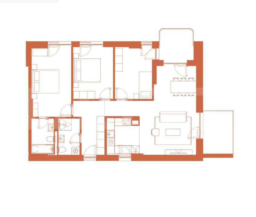 Comision 0! River by Hexagon, Apartament 4 camere, 95.6 MP, 2 BALCOAN — fotografia 1