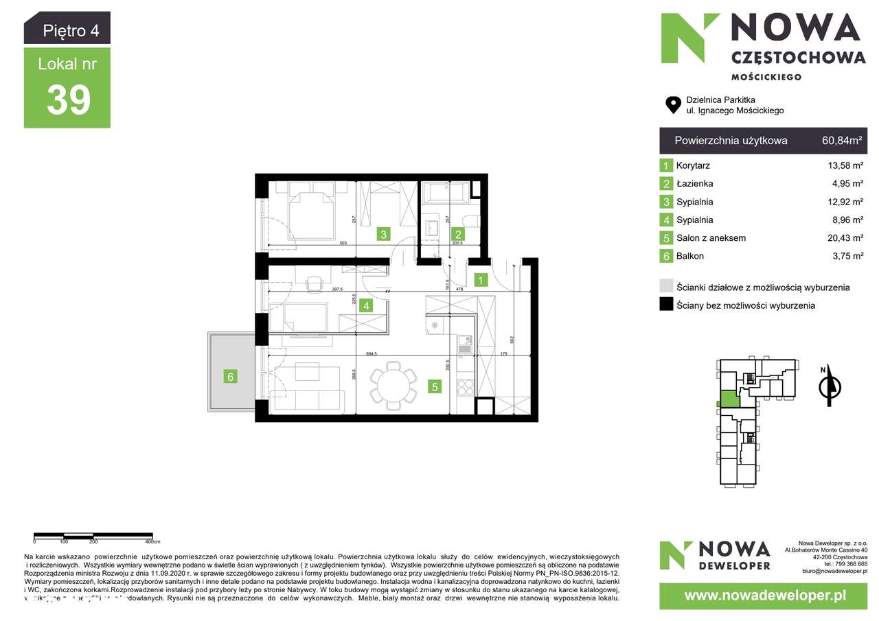 Nowa Częstochowa Mościckiego | 3-pok. | M39 - Pełny obrazek: 3/8