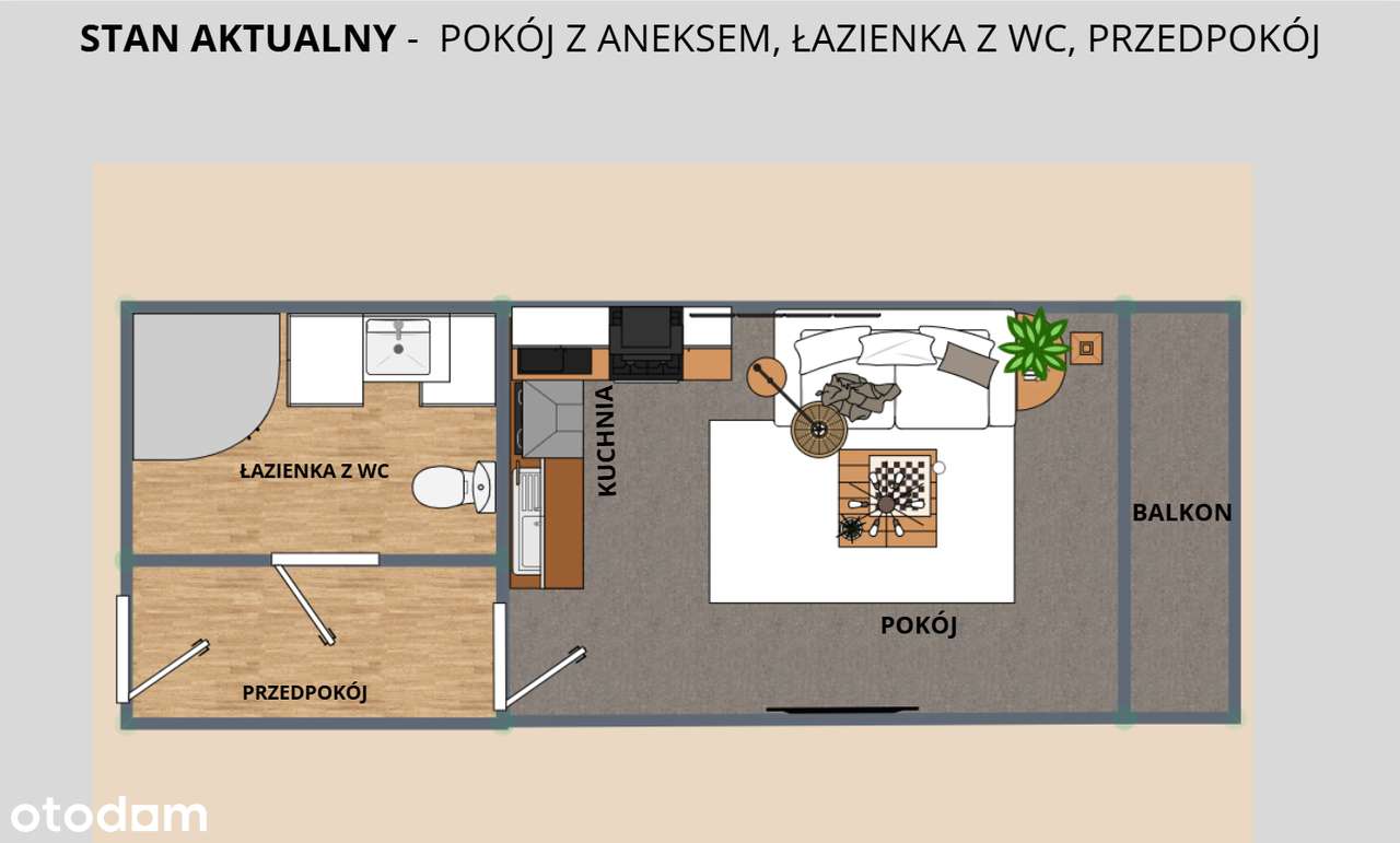 Ustawna kawalerka z balkonem ul.Homera 30 - blisko strefy ekonomicznej - Pełny obrazek: 2/4
