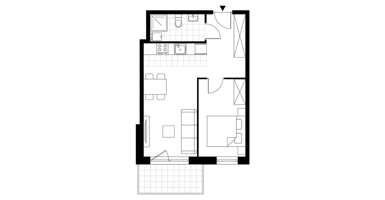 2-pokojowy apartament inwestycyjny 39m2 + balkon - Pełny obrazek: 3/8