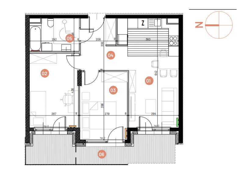 Mieszkanie, 54.49m², 3 pokoje, 4 piętro, B-KLM12-LM35, Nowe Horyzonty - Pełny obrazek: 2/14
