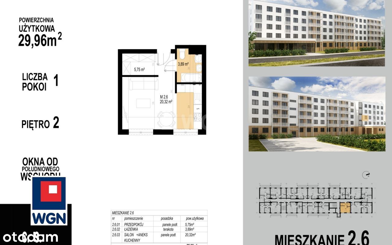 Mieszkanie, 29,74 m², Głogów