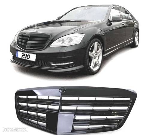 GRELHA FRONTAL PARA MERCEDES S W221 09-13 AMG LOOK PRETO BRILHANTE - 1