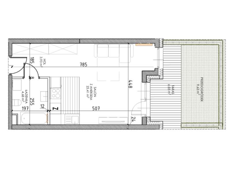 Mieszkanie 32,02 m², 1 pokój, 1 piętro, E1-LM-1_M11 Nowe Horyzonty - Pełny obrazek: 2/7