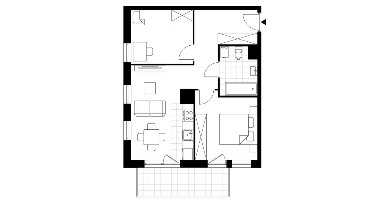 3-pokojowe mieszkanie 50m2 + balkon Bezpośrednio - Pełny obrazek: 3/8