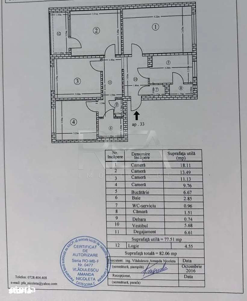 Apartament 3 camere Teius, Rahova etaj 1