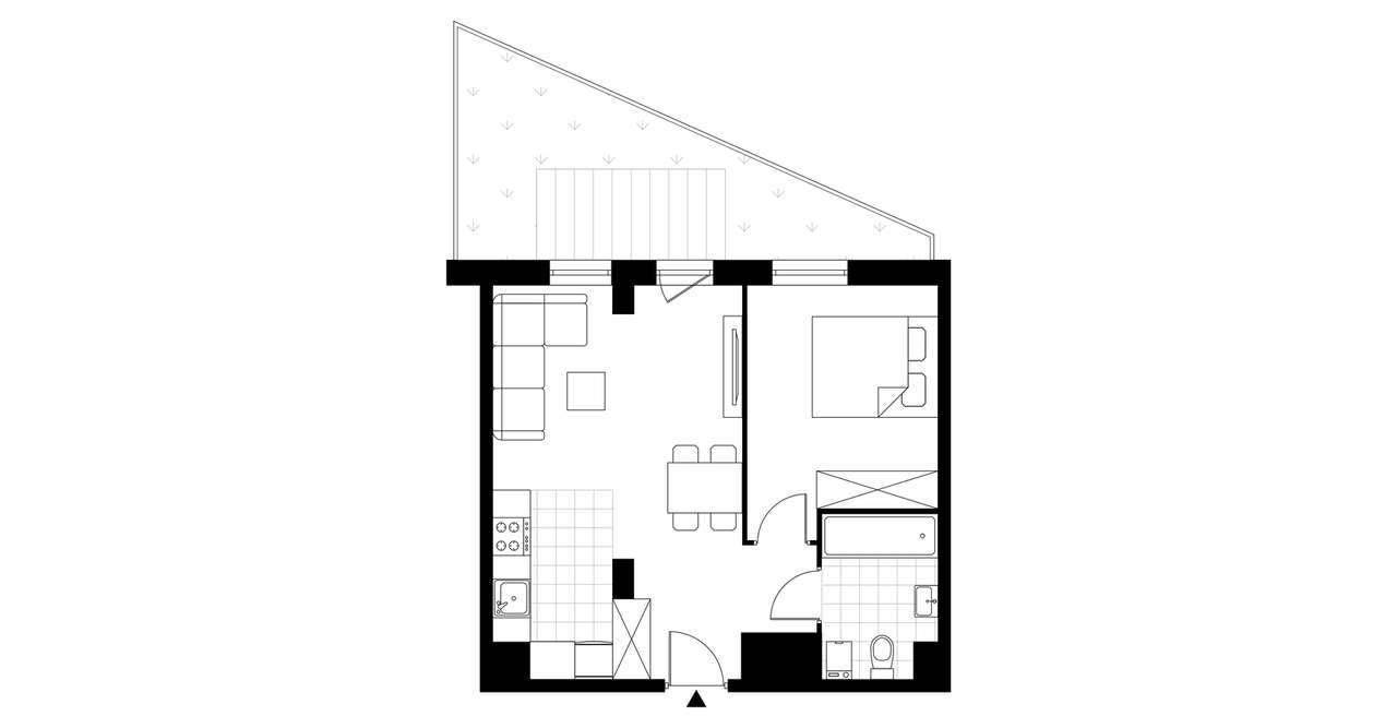 2-pokojowe mieszkanie 40m2 + ogródek Bezpośrednio - Pełny obrazek: 3/8