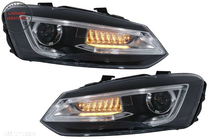 Faruri LED VW Polo MK5 6R 6C 61 (2011-2017) RHD Devil Eye Look- livrare gratuita - 1