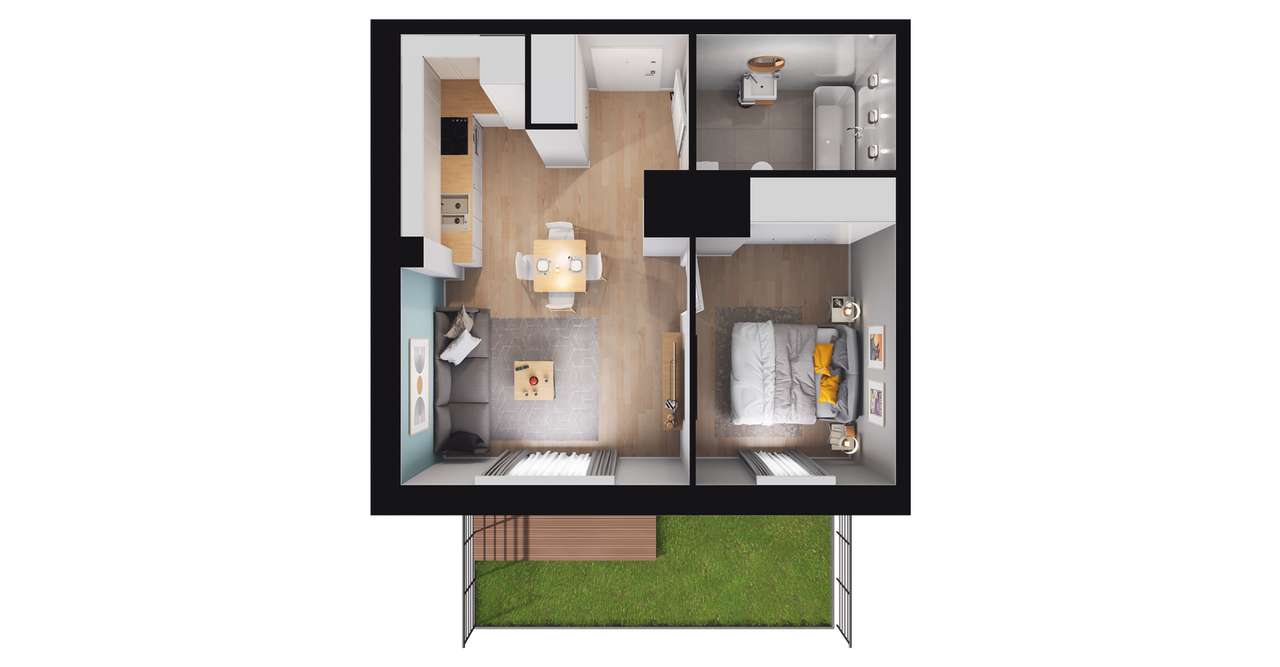 2-pokojowe mieszkanie 36m2 + ogródek Bez Prowizji - Pełny obrazek: 2/6