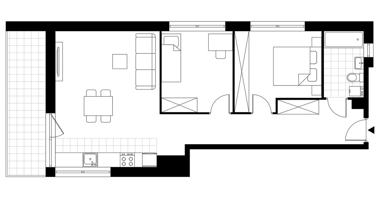 3-pokojowe mieszkanie 60m2 + balkon - Pełny obrazek: 3/8