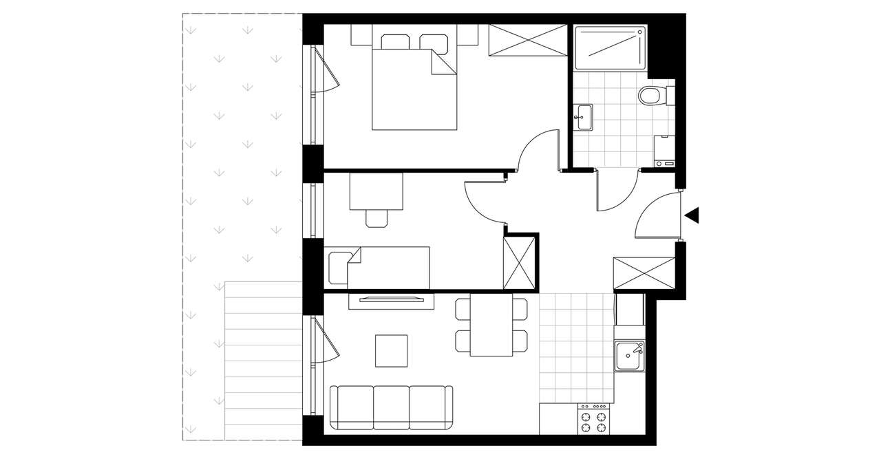 3-pokojowe mieszkanie 48m2 + ogródek Bezpośrednio - Pełny obrazek: 3/8