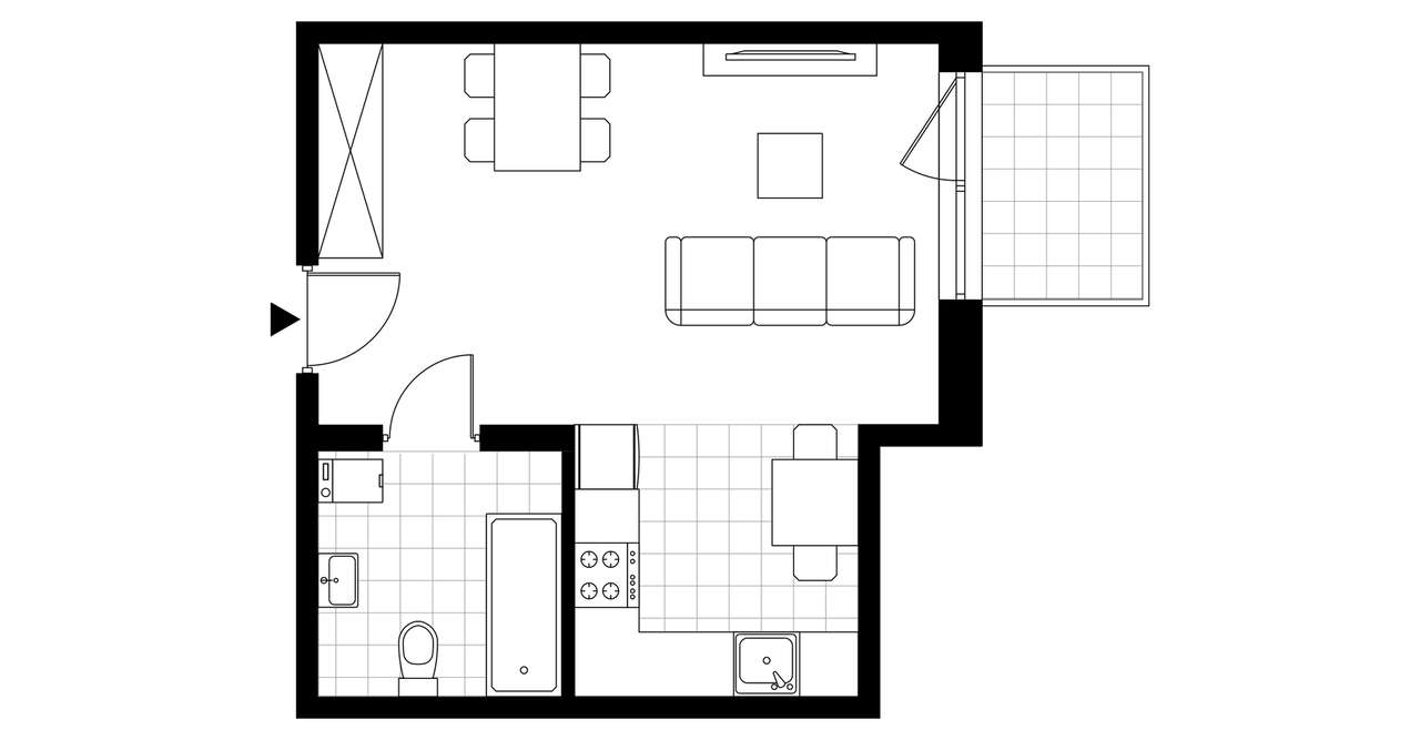1-pokojowe mieszkanie 32m2 + balkon - Pełny obrazek: 3/5