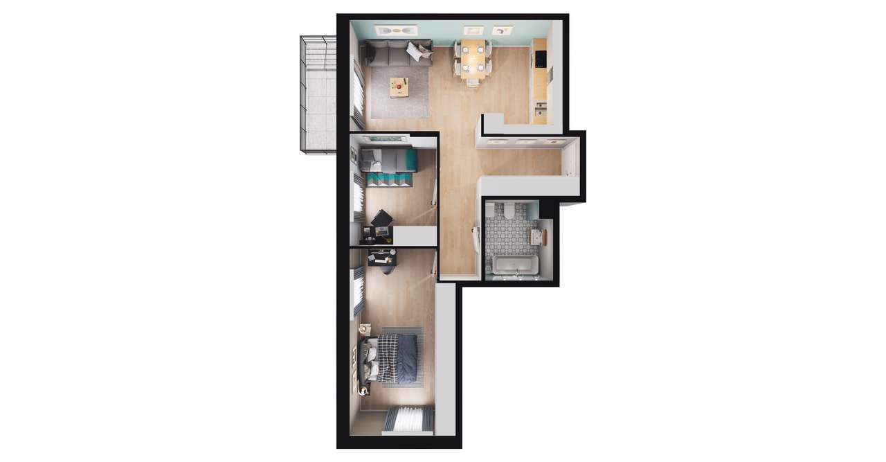 3-pokojowe mieszkanie 62m2 + balkon Bez Prowizji - Pełny obrazek: 2/8