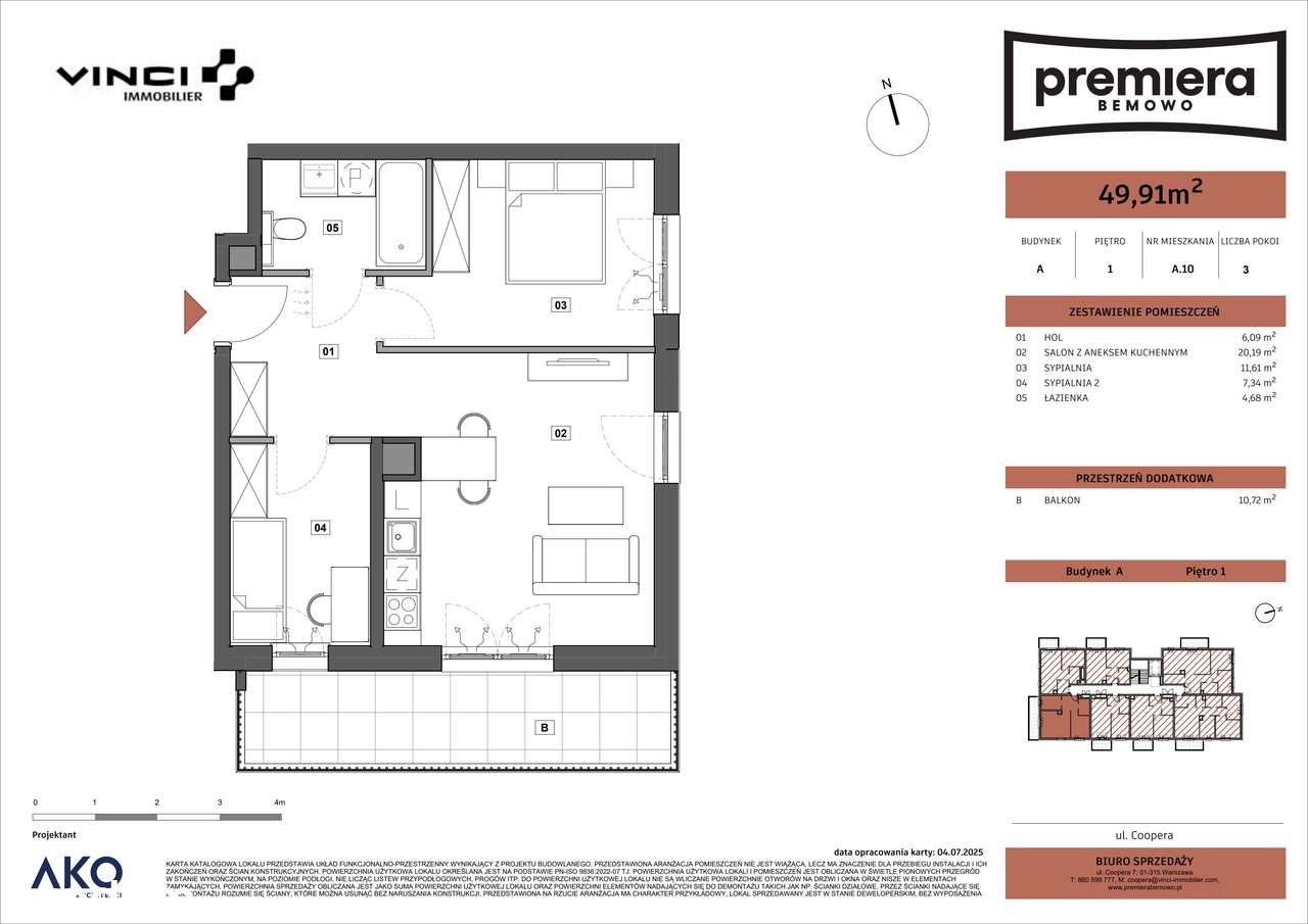 3-pokojowe mieszkanie 49m2 + balkon - Pełny obrazek: 2/3