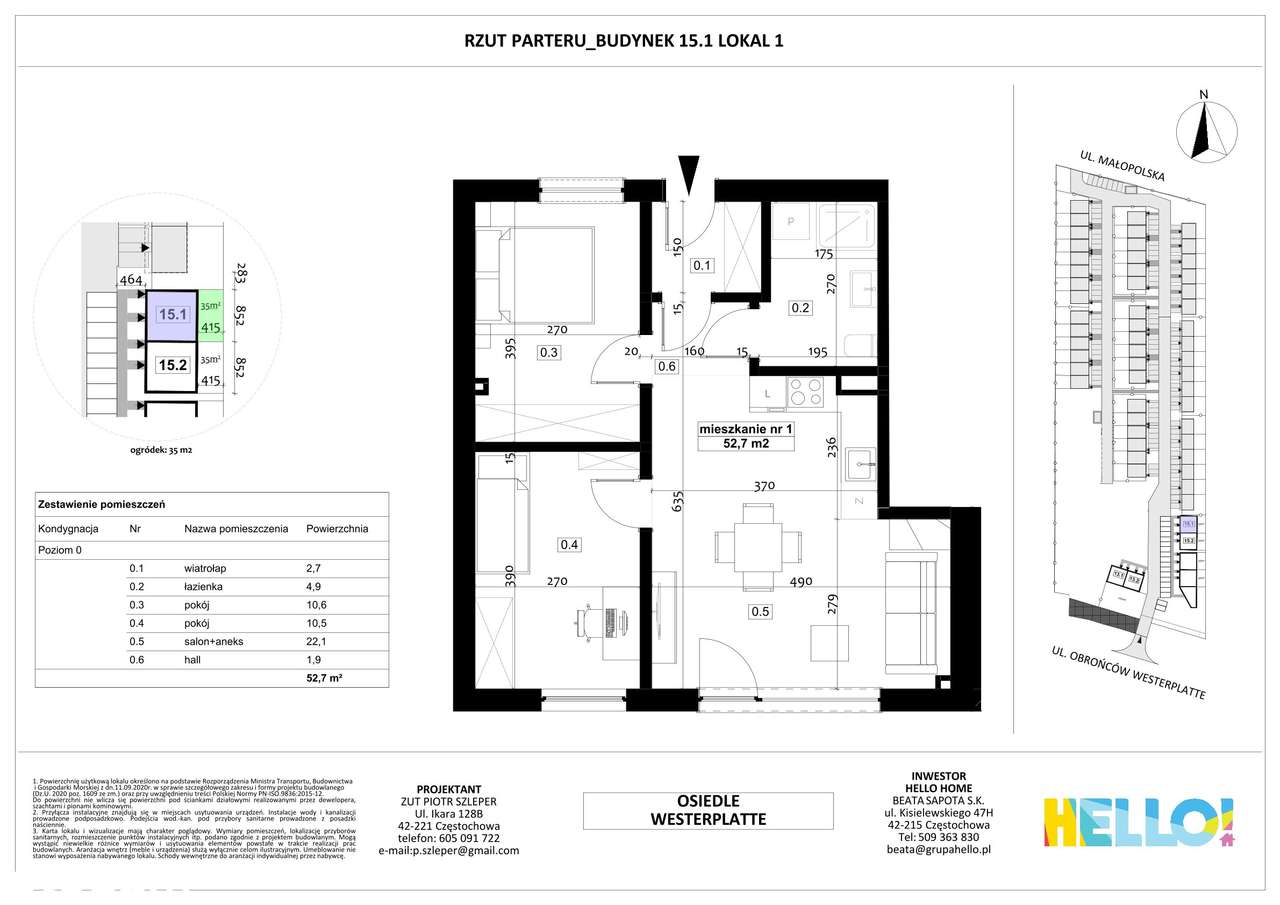 HELLO! Westerplatte | mieszkanie parterowe | ogródek  35 m² | 3 pokoje - Pełny obrazek: 2/13