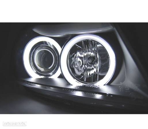 FARÓIS ANGEL EYES CCFL PARA BMW E90 4P 05-08 FUNDO PRETO - 2