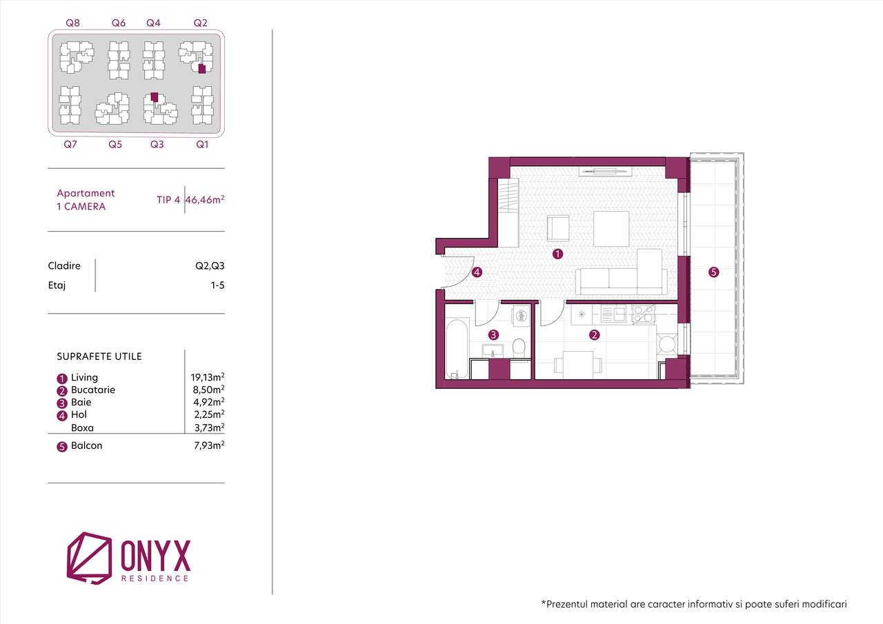 Apartament 1CD, bucatarie inchisa- Onyx Residence TAXE NOTARIALE CADOU - Imagine principală: 2/19