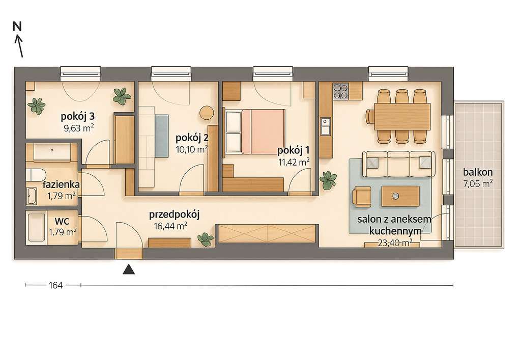 ⭐️4 pokoje  balkon 7m odbiór marzec  2026 ⭐️-12