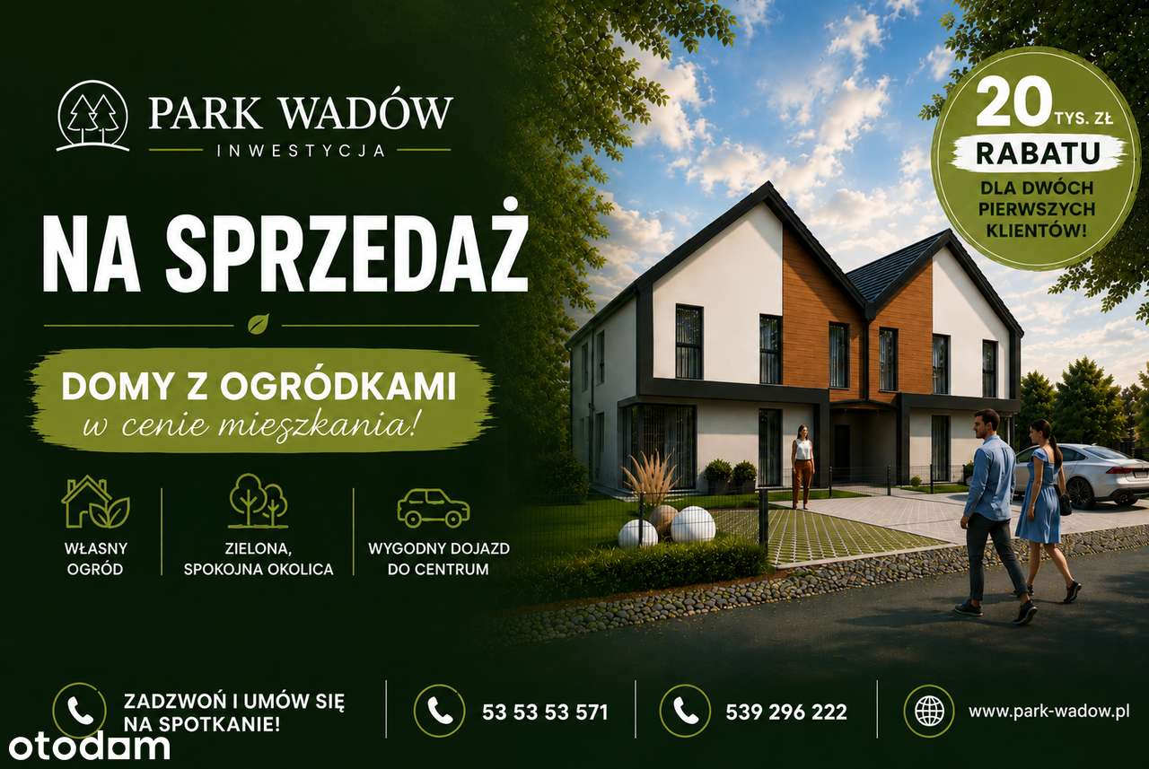 Dom w zabudowie bliźniaczej z ogródkiem i miejscem postojowym