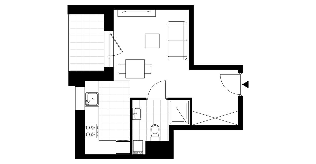 1-pokojowe mieszkanie 25m2 + taras Bez Pośredników - Pełny obrazek: 4/9