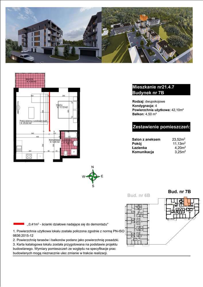 2-pokojowe mieszkanie 42m2 + balkon - Pełny obrazek: 2/9