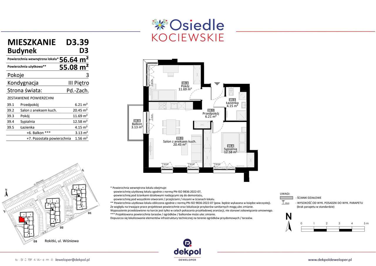 3-pokojowe mieszkanie 54m2 + balkon Bezpośrednio - Pełny obrazek: 2/7