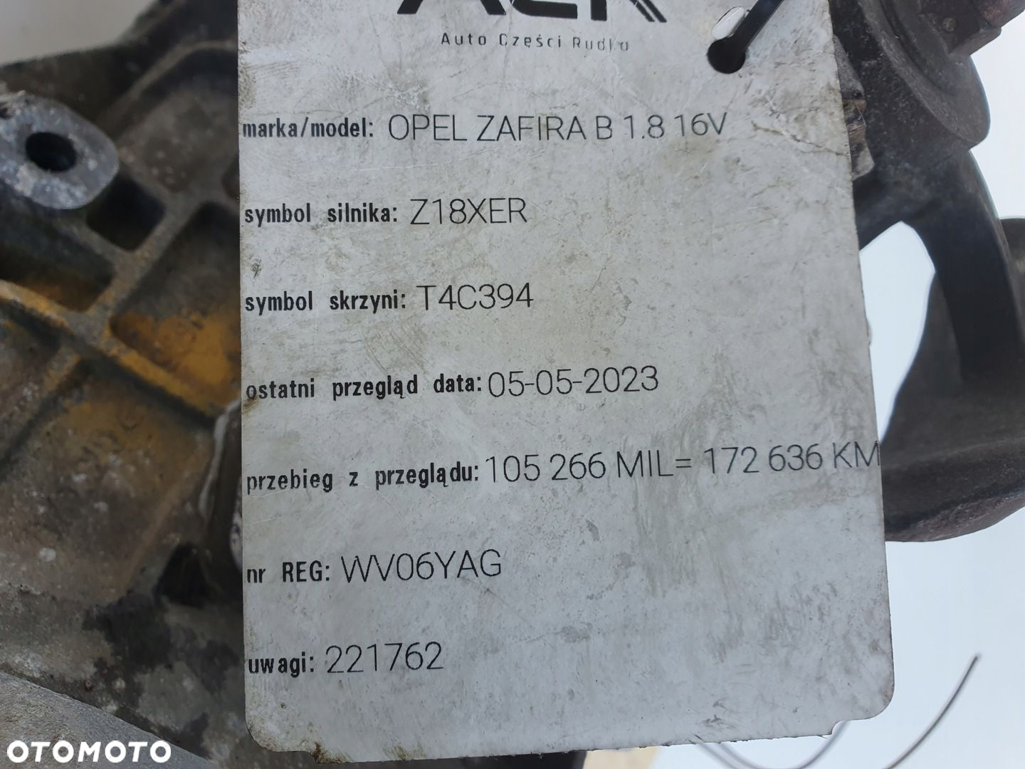 Opel Zafira B 1.6 16V SKRZYNIA BIEGÓW T4C394 manual manualna - 3