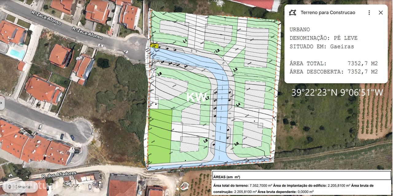 Terreno para Construção - 7352,70 m2 - Pé Leve / Gaeiras - Óbidos