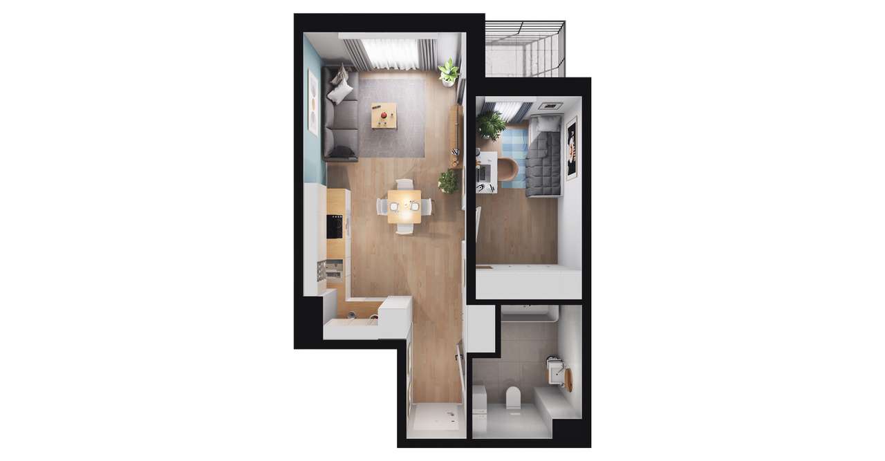 2-pokojowe mieszkanie 39m2 + taras Bezpośrednio - Pełny obrazek: 2/8