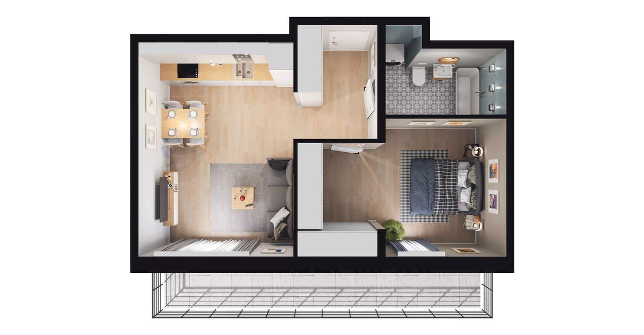 2-pokojowe mieszkanie 42m2 + taras Bez Pośredników - Pełny obrazek: 2/8