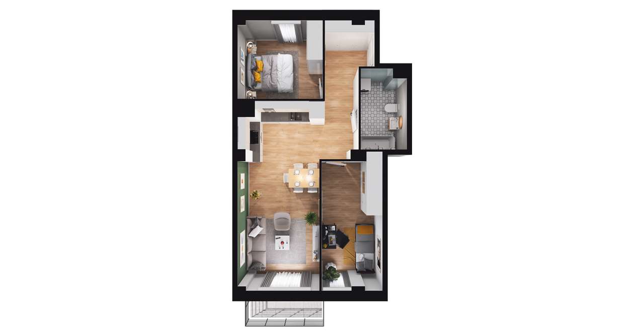 2-pokojowe mieszkanie 56m2 + balkon Bezpośrednio - Pełny obrazek: 2/8