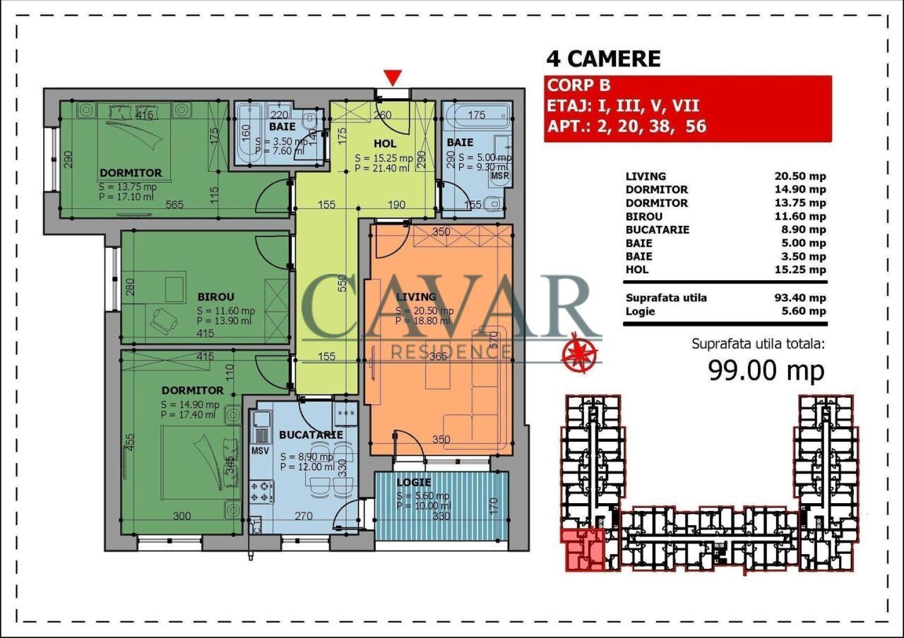 Apartament 4 Camere 2 Bai Decomandat Faza Finala