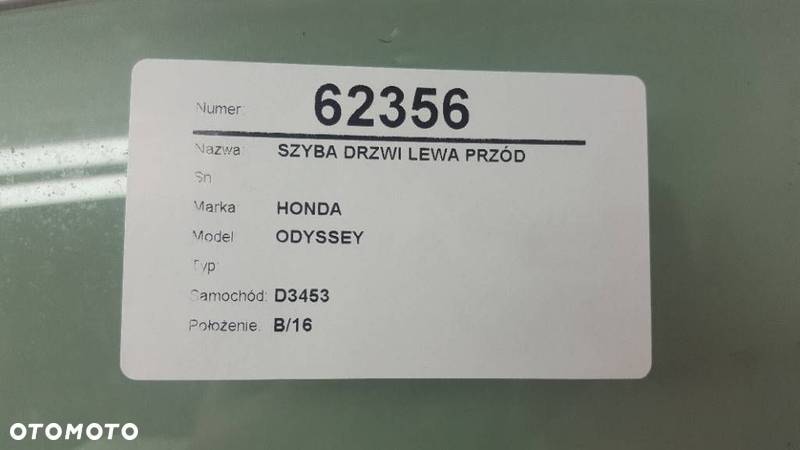 SZYBA DRZWI LEWA PRZÓD HONDA ODYSSEY II 2002 - 2