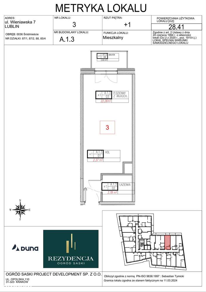 Rezydencja Ogród Saski | mieszkanie 1-pok. | A1.3 - Pełny obrazek: 2/7