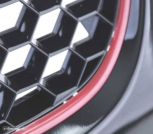 GRELHA FRONTAL PARA VOLKSWAGEN VW GOLF MK5 03-09 COR PRETO VERMELHO - 2