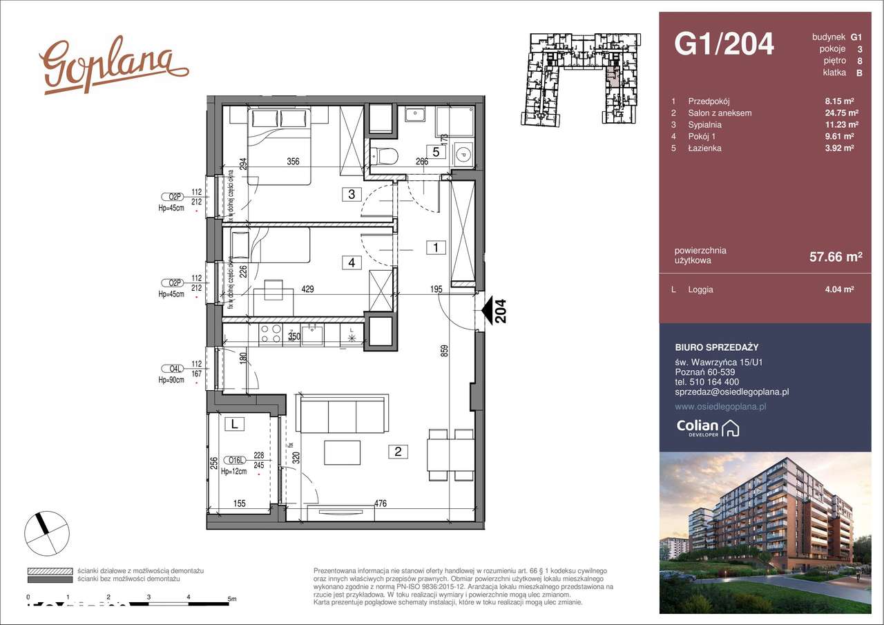 Osiedle Goplana | mieszkanie 3-pok. | G1/204 - Pełny obrazek: 2/7