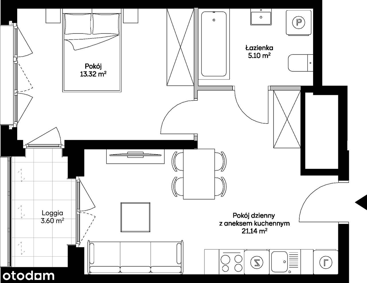 Mieszkanie dwupokojowe z loggią, ul. Mogilska 124, Kraków-18