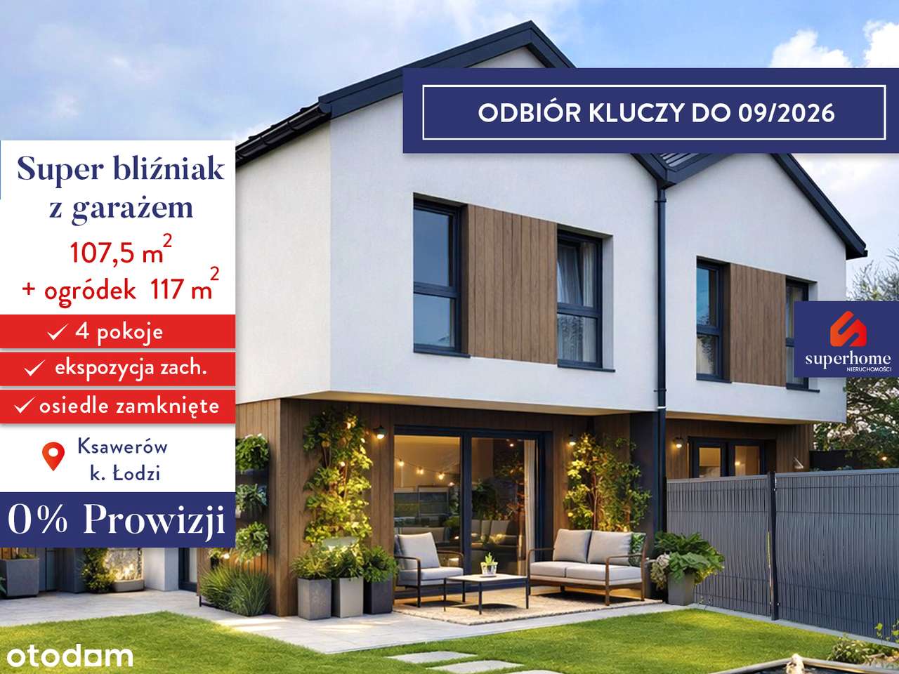 Wyjątkowy bliźniak z garażem - Ksawerów - 108 m2