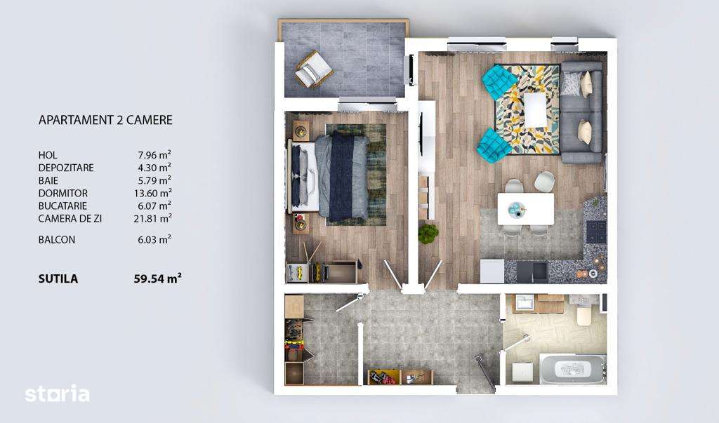 Apartament 59 mp utili cu de LOC PARCARE GRATIS!Oferta limitata!-5
