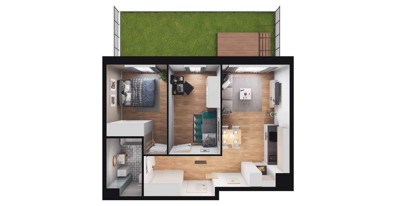 3-pokojowe mieszkanie 49m2 + ogródek Bezpośrednio - Pełny obrazek: 2/8