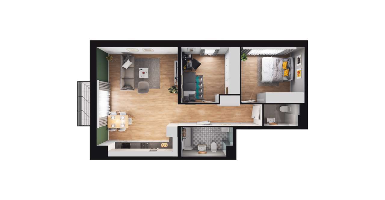 3-pokojowe mieszkanie 62m2 + balkon - Pełny obrazek: 2/8