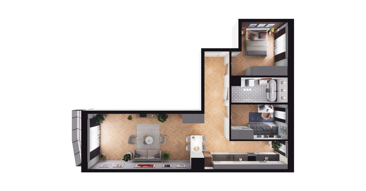 3-pokojowe mieszkanie 68m2 + balkon Bezpośrednio - Pełny obrazek: 2/8