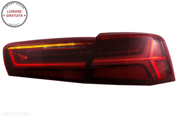 Stopuri Full LED Audi A6 4G C7 (2011-2014) Red Clear Facelift Design Semnalizare S- livrare gratuita - 6