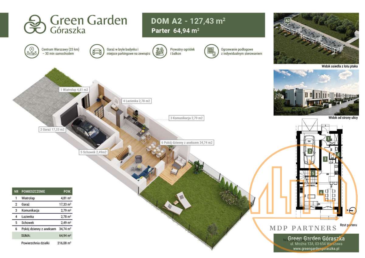 3m wys.  z ogródkiem 129m2 i garażem! 5min do S17-5