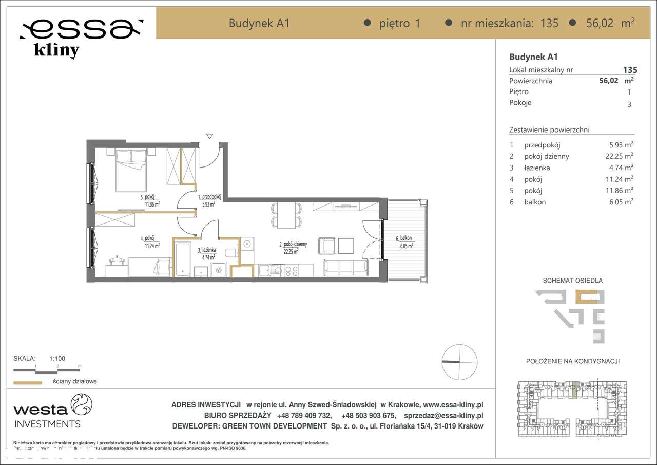 3-pokojowe mieszkanie 56m2 + balkon - Pełny obrazek: 2/7