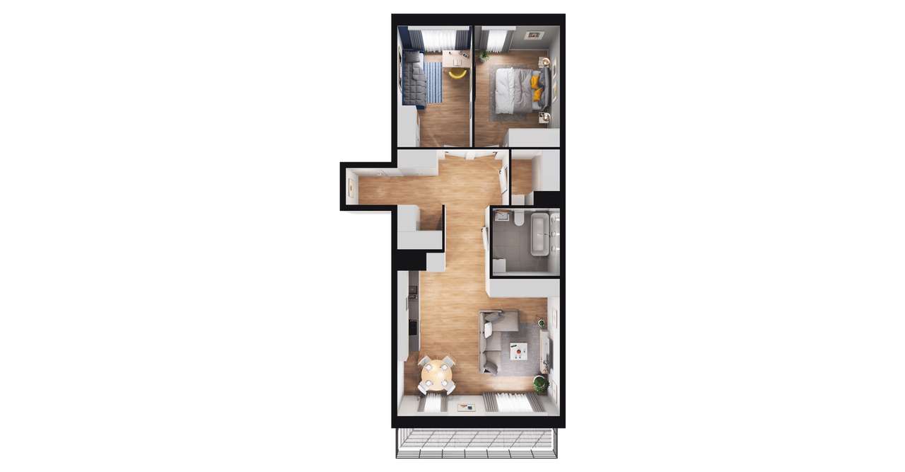 3-pokojowe mieszkanie 68m2 + balkon - Pełny obrazek: 2/8
